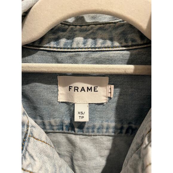 FRAME Rosette Sleeve Shirt Dress in Cresthaven size XS - Picture 9 of 12